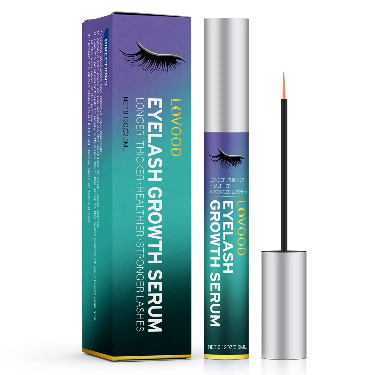 LOVOOD Premium Eyelash Growth Serum Booster, Lash & Eyebrow Enhancer Serum with Biotin & Natural Growth Peptides, Promot
